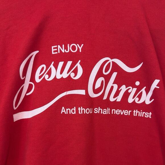 Enjoy Jesus Christ Christian Parody Hoodie Size S Thou Shalt Never Thirst - Picture 3 of 7